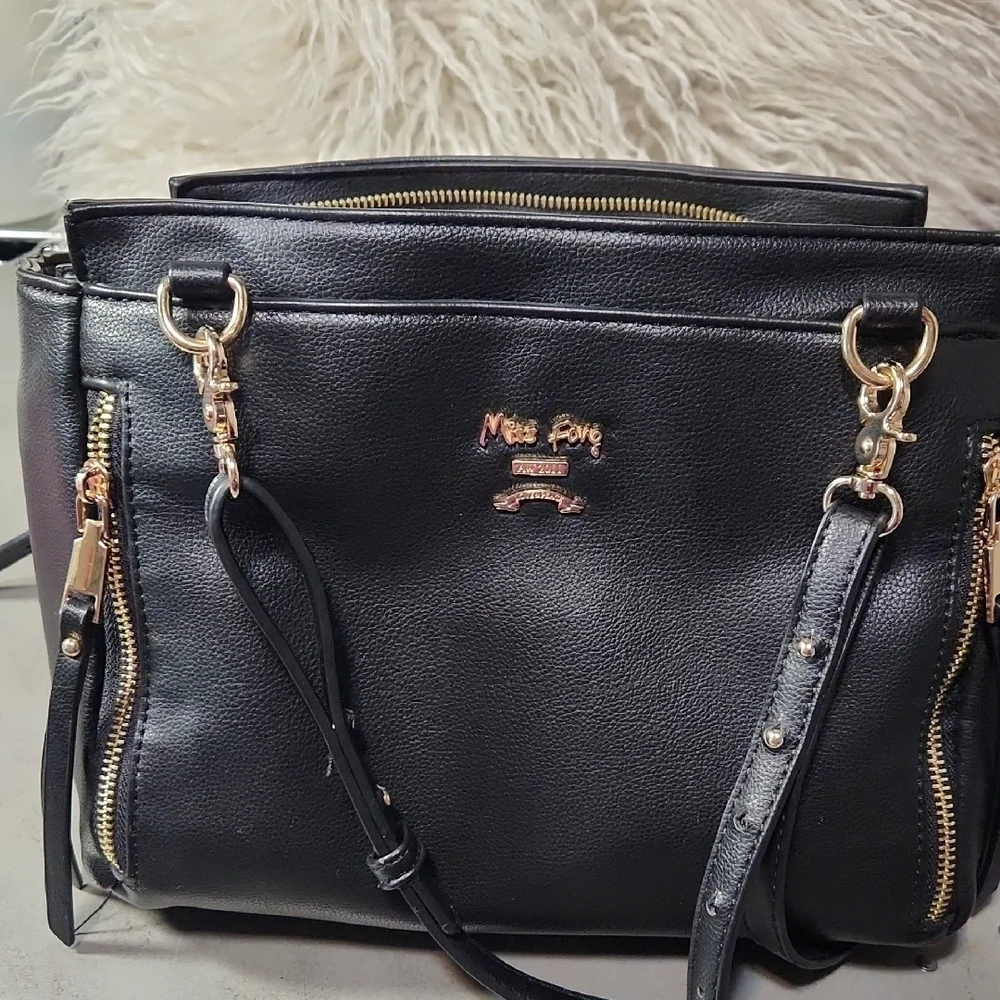 Miss Fong Black Baby Bag with Gold Accents